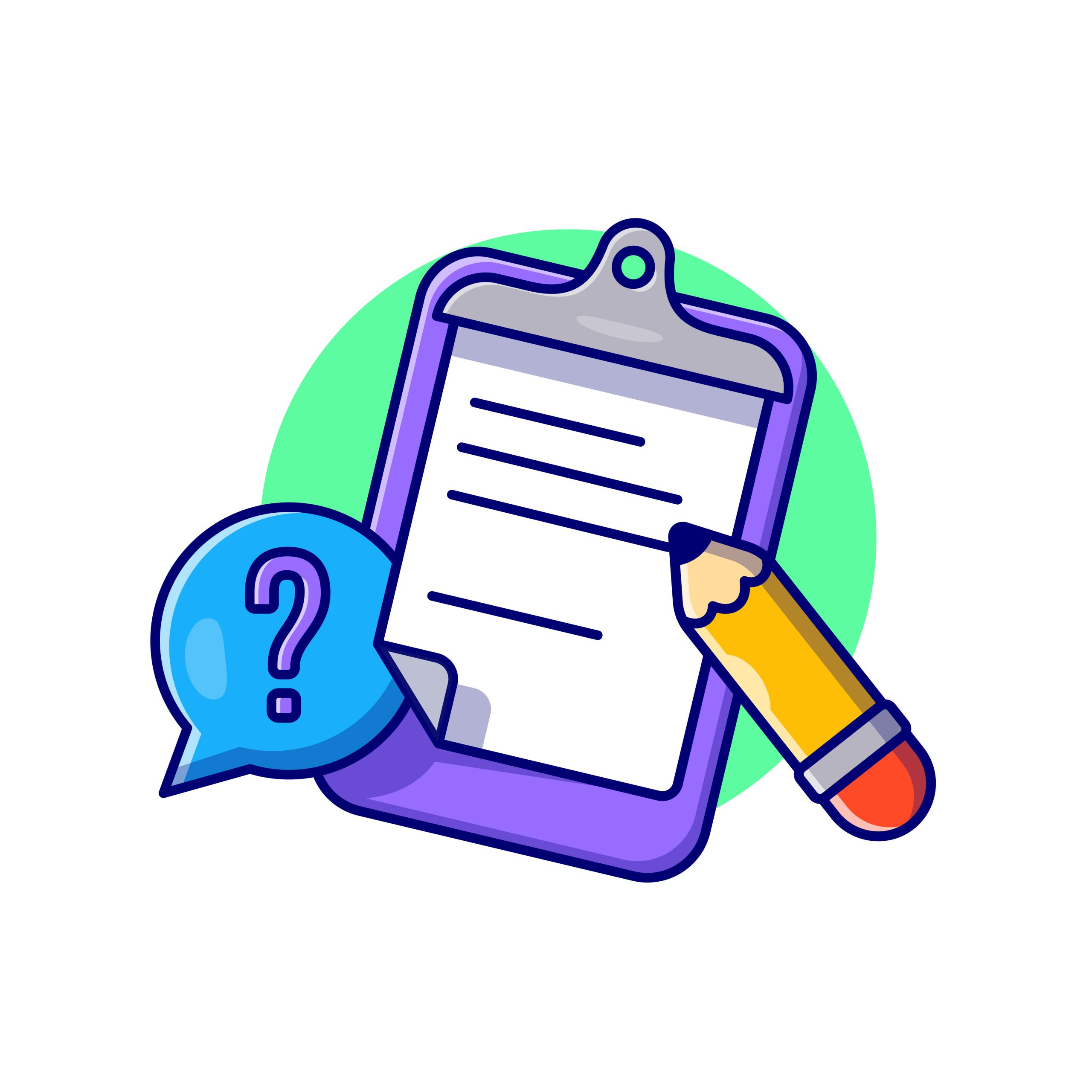 Clip Board, Paper And Pencil Cartoon Vector Icon Illustration